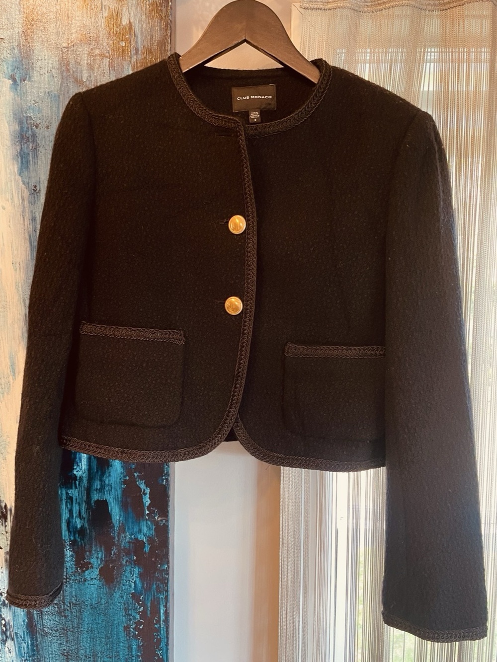 Club Monaco Tweed Cutaway Jacket Black Size 2